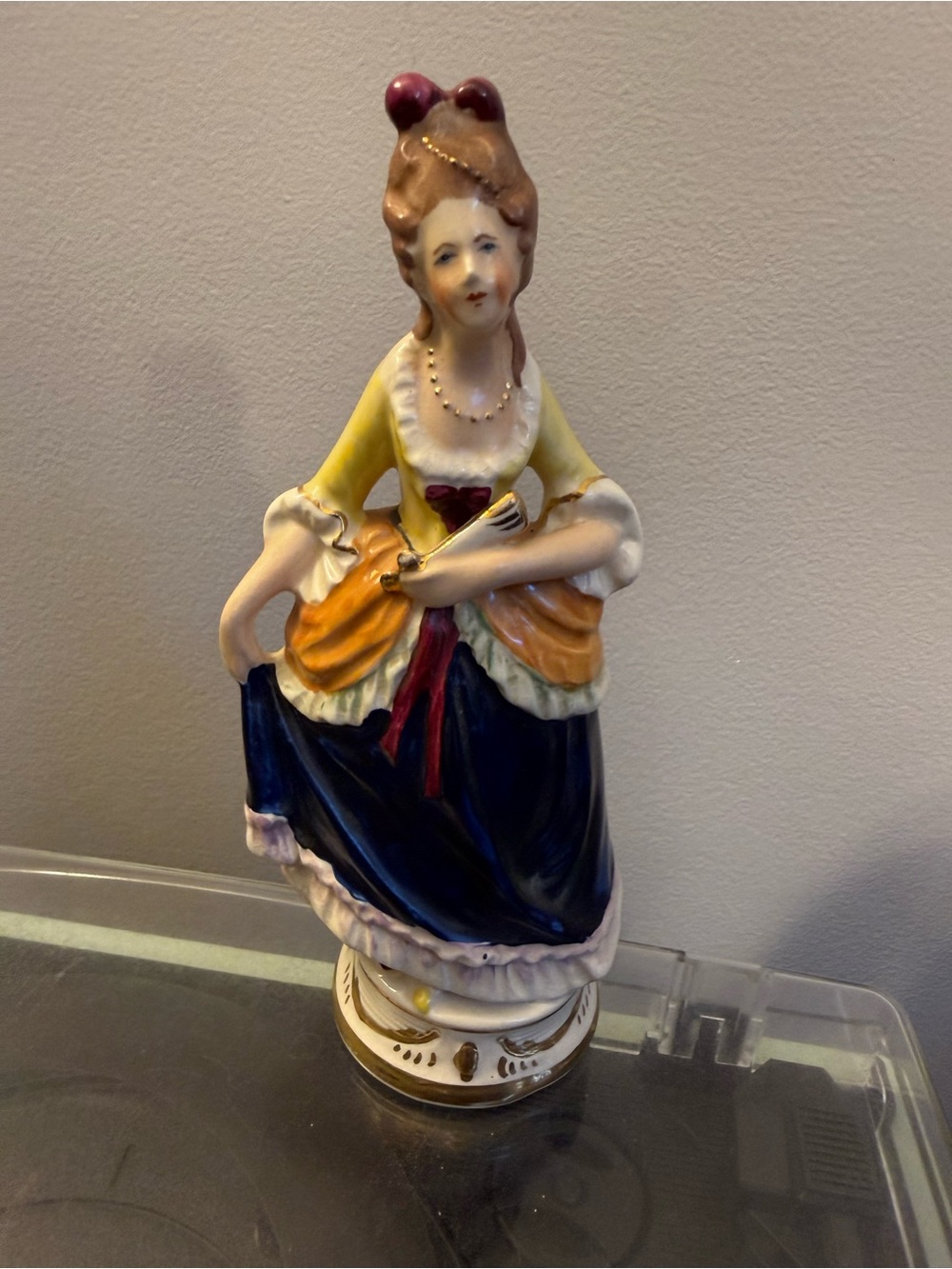 Coventry Porcelain Figurine Lady in Navy, Yellow and Cream